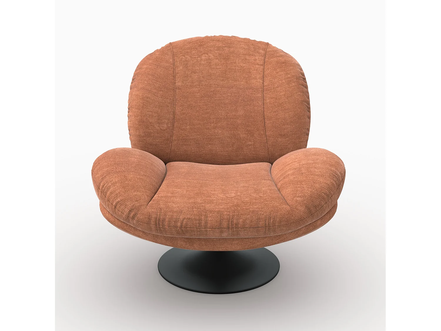 Sillón giratorio de tela efecto terciopelo marrón - Ricci