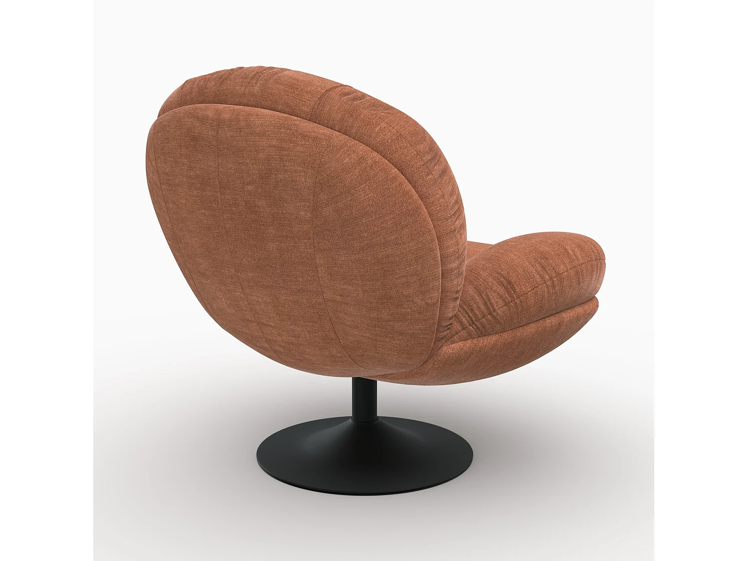 Sillón giratorio de tela efecto terciopelo marrón - Ricci