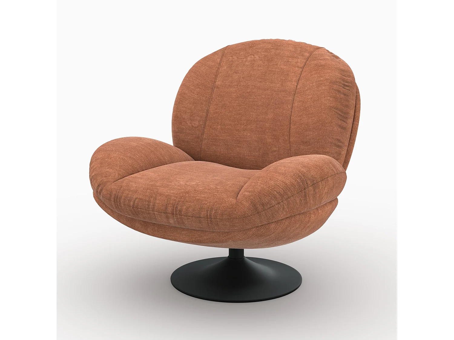 Fauteuil pivotant en tissu effet velours marron - Ricci