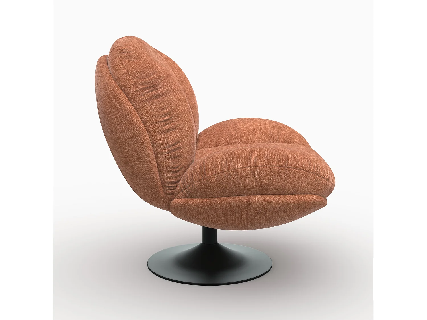 Sillón giratorio de tela efecto terciopelo marrón - Ricci
