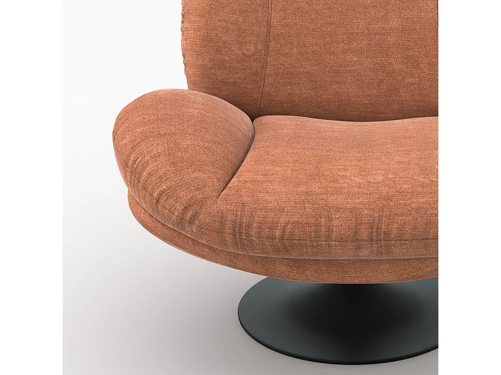 Sillón giratorio de tela efecto terciopelo marrón - Ricci