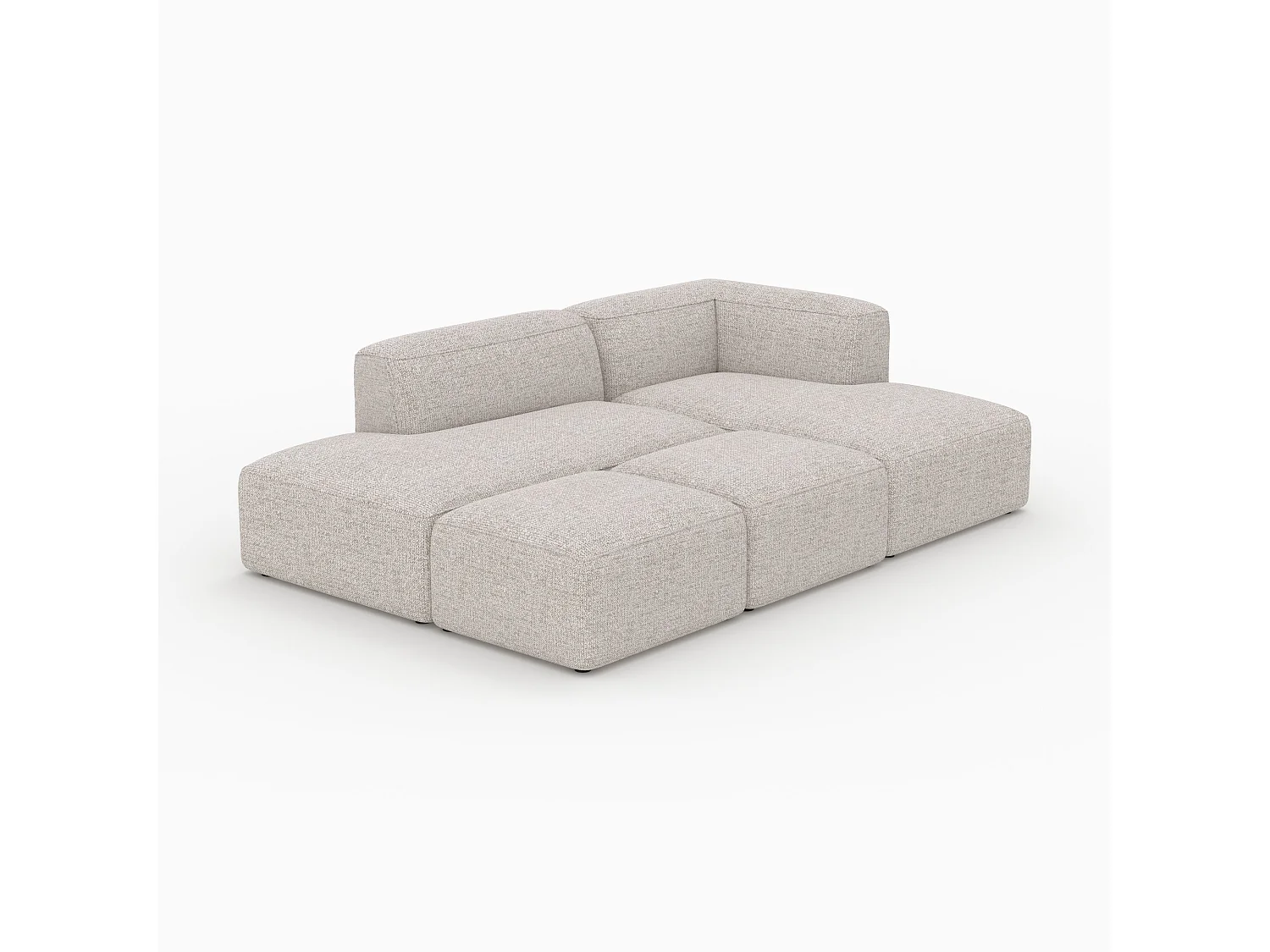 Sofá modular en tela beige de 4 plazas con 2 pufs - Hestia