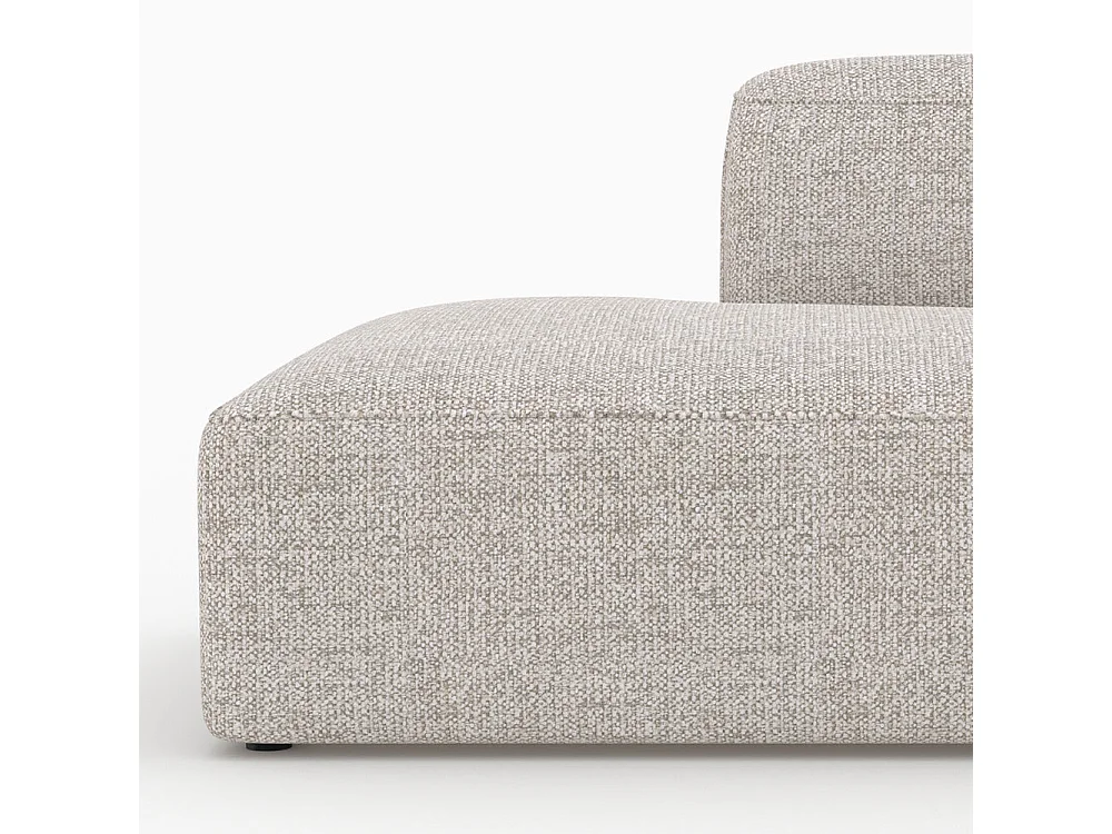 Divano angolare destro modulare in tessuto beige 4 posti con 2 pouf - Hestia
