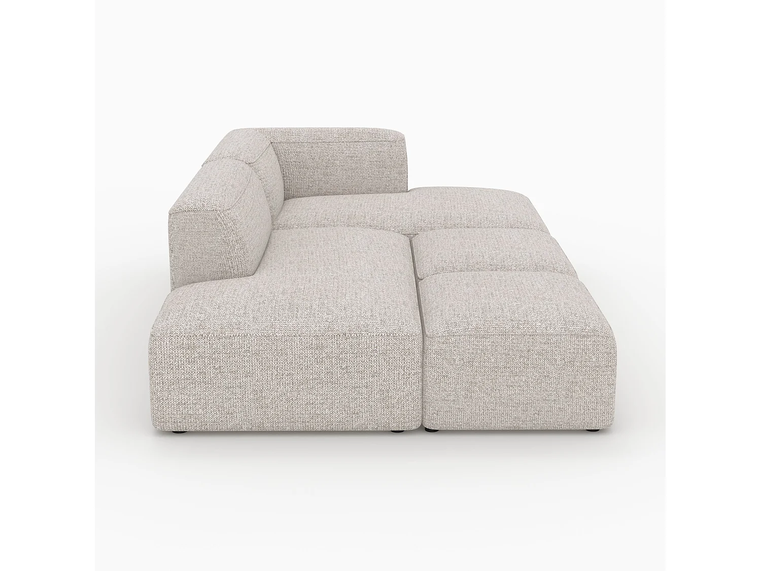 Divano angolare destro modulare in tessuto beige 4 posti con 2 pouf - Hestia