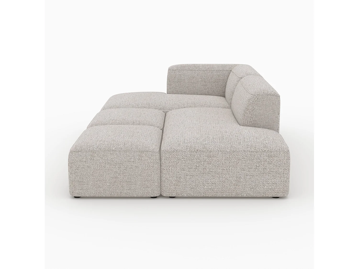 Canapé d'angle gauche modulable, tissu beige 4 places, 2 poufs - Hestia