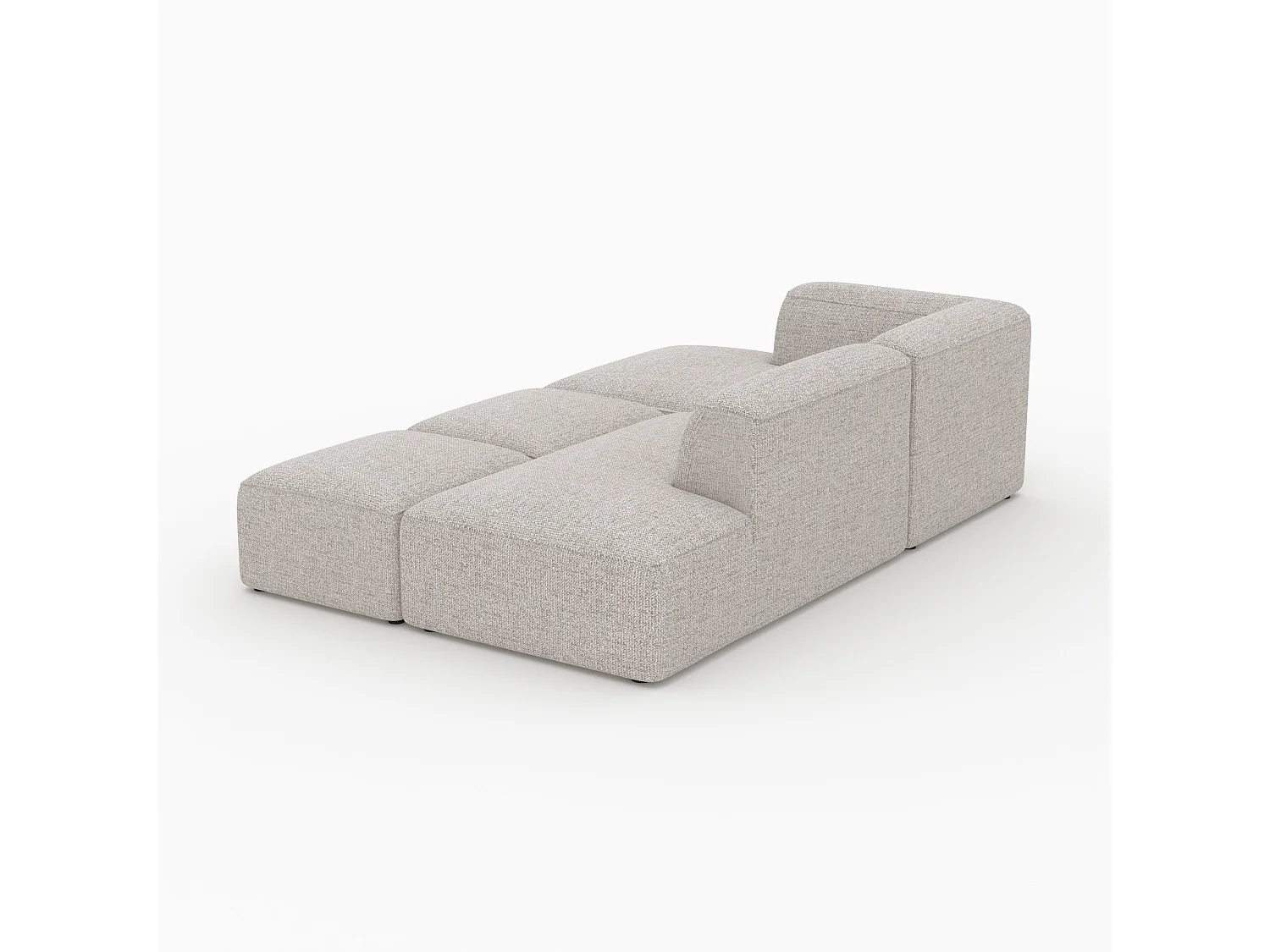 Sofá modular de esquina izquierda, tela beige 4 plazas, 2 pufs - Hestia