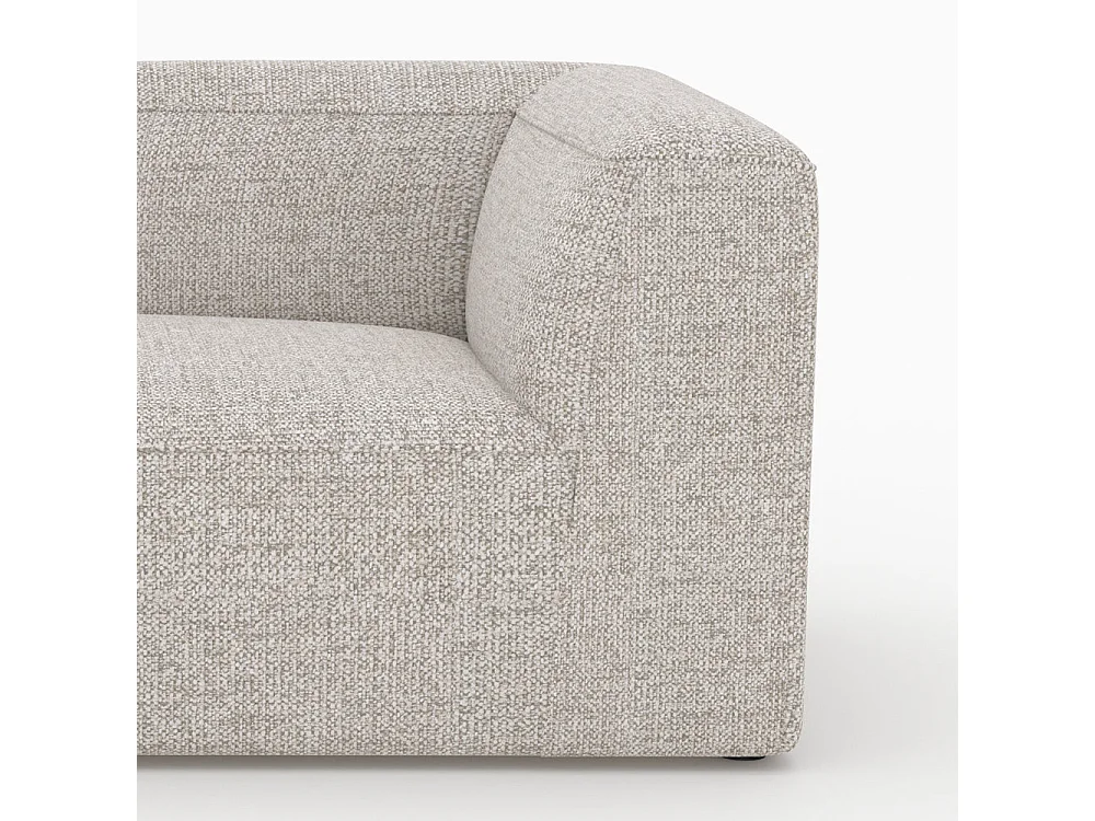 Sofá modular de esquina izquierda, tela beige 4 plazas, 2 pufs - Hestia