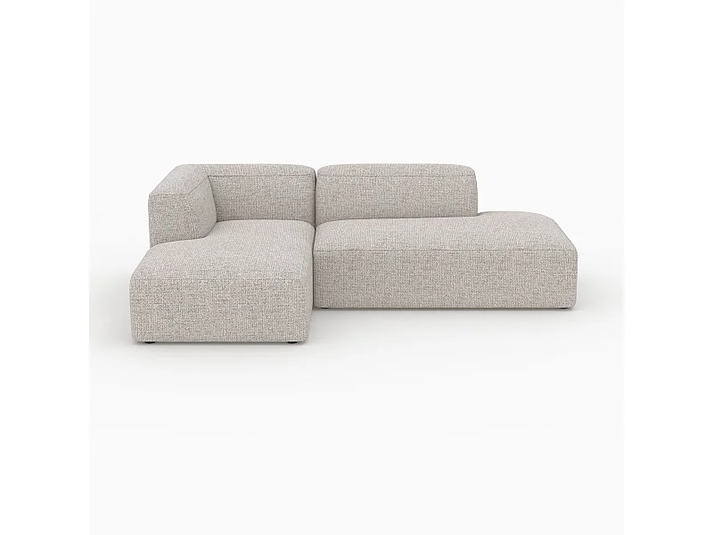 Canapé d'angle gauche modulable en tissu beige - Hestia