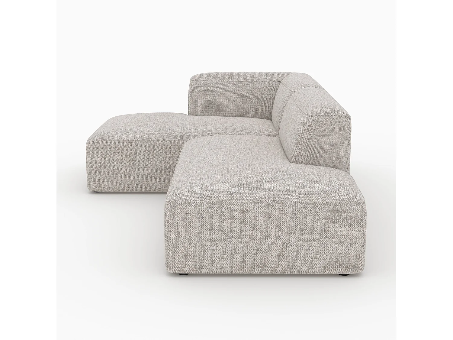 Canapé d'angle gauche modulable en tissu beige - Hestia