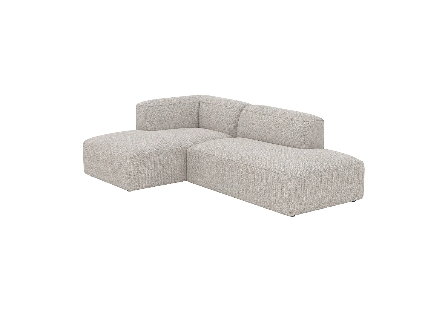 Canapé d'angle gauche modulable en tissu beige - Hestia