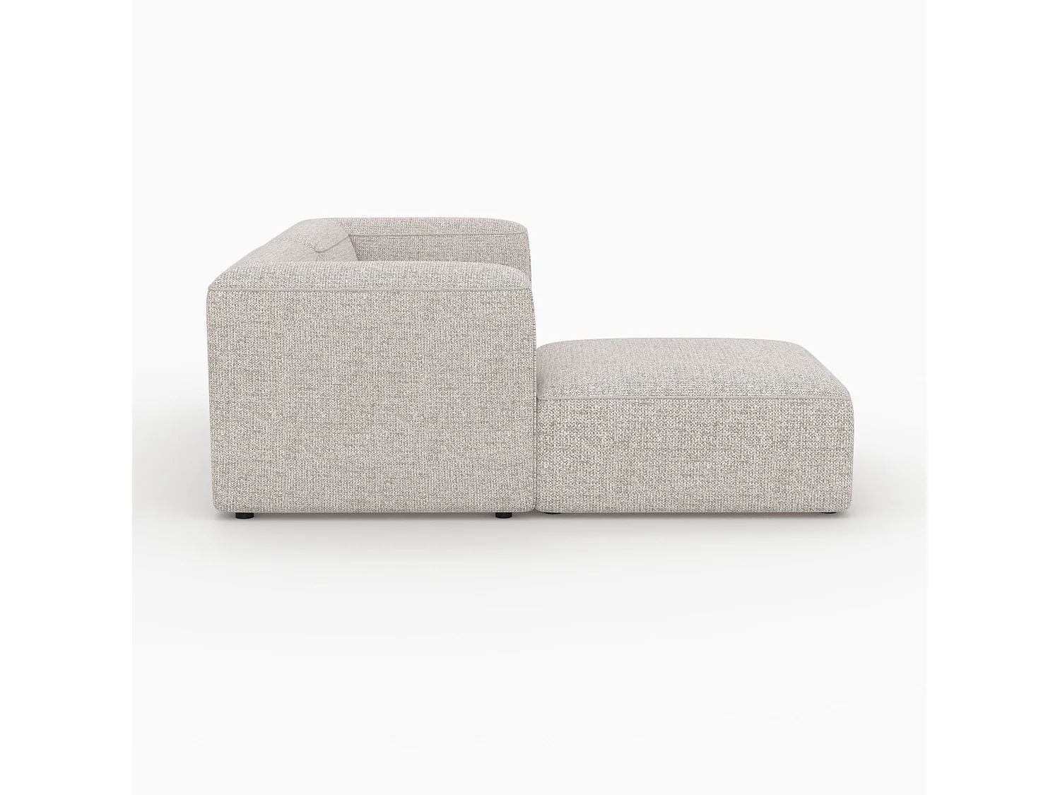 Canapé modulable en tissu beige 2 places avec pouf - Hestia