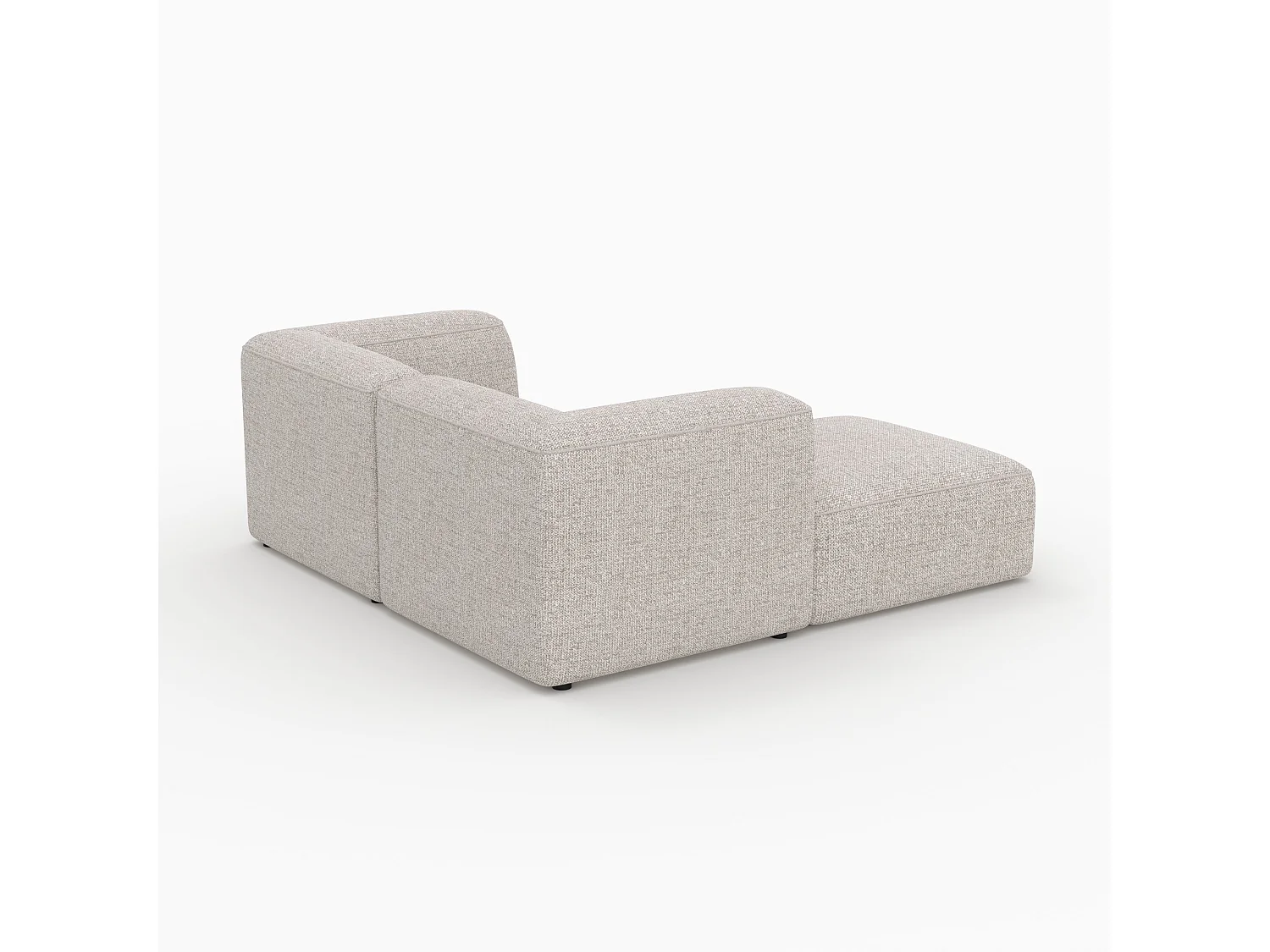 Divano modulare in tessuto beige 2 posti con pouf - Hestia