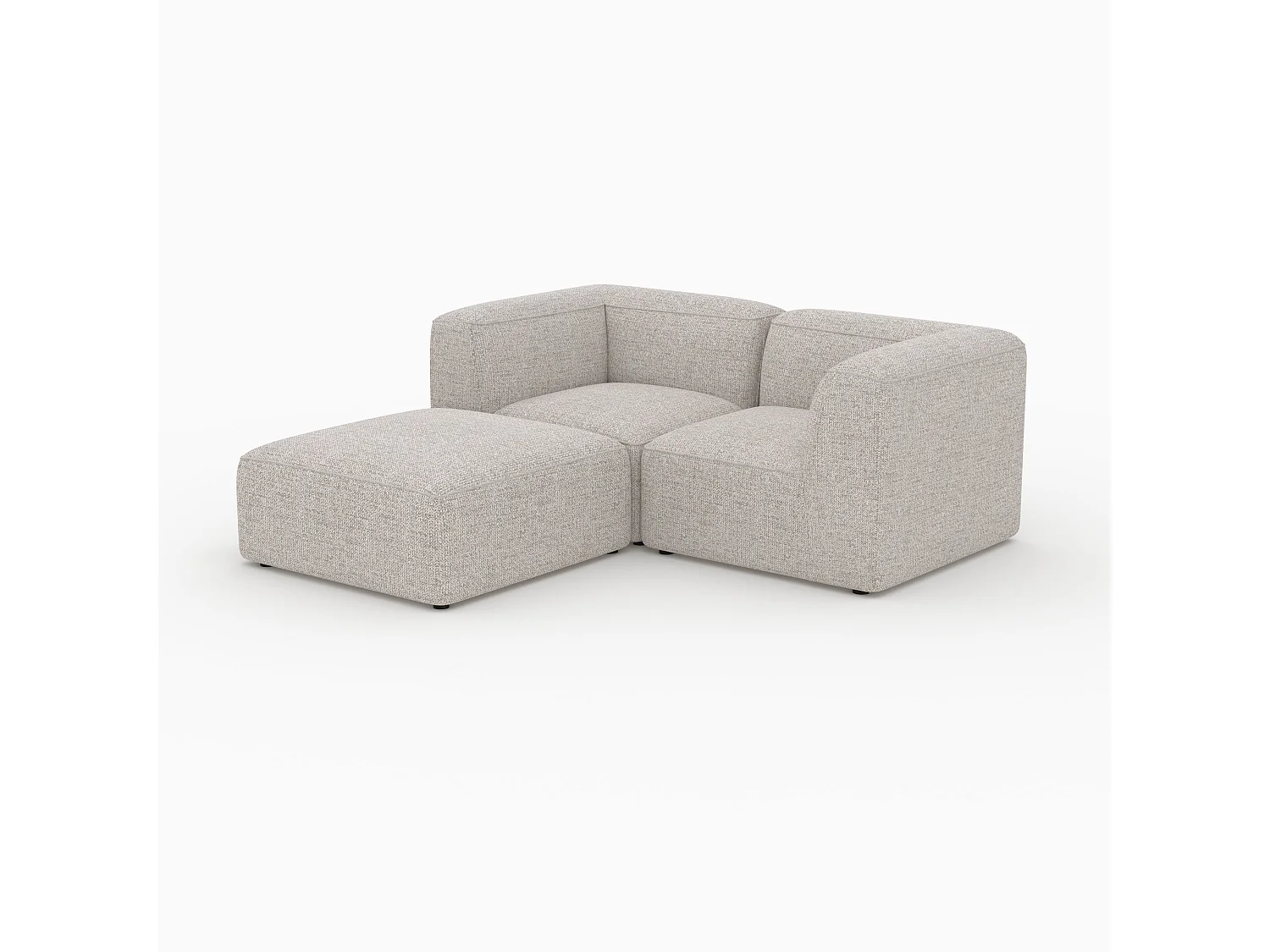 Divano modulare in tessuto beige 2 posti con pouf - Hestia