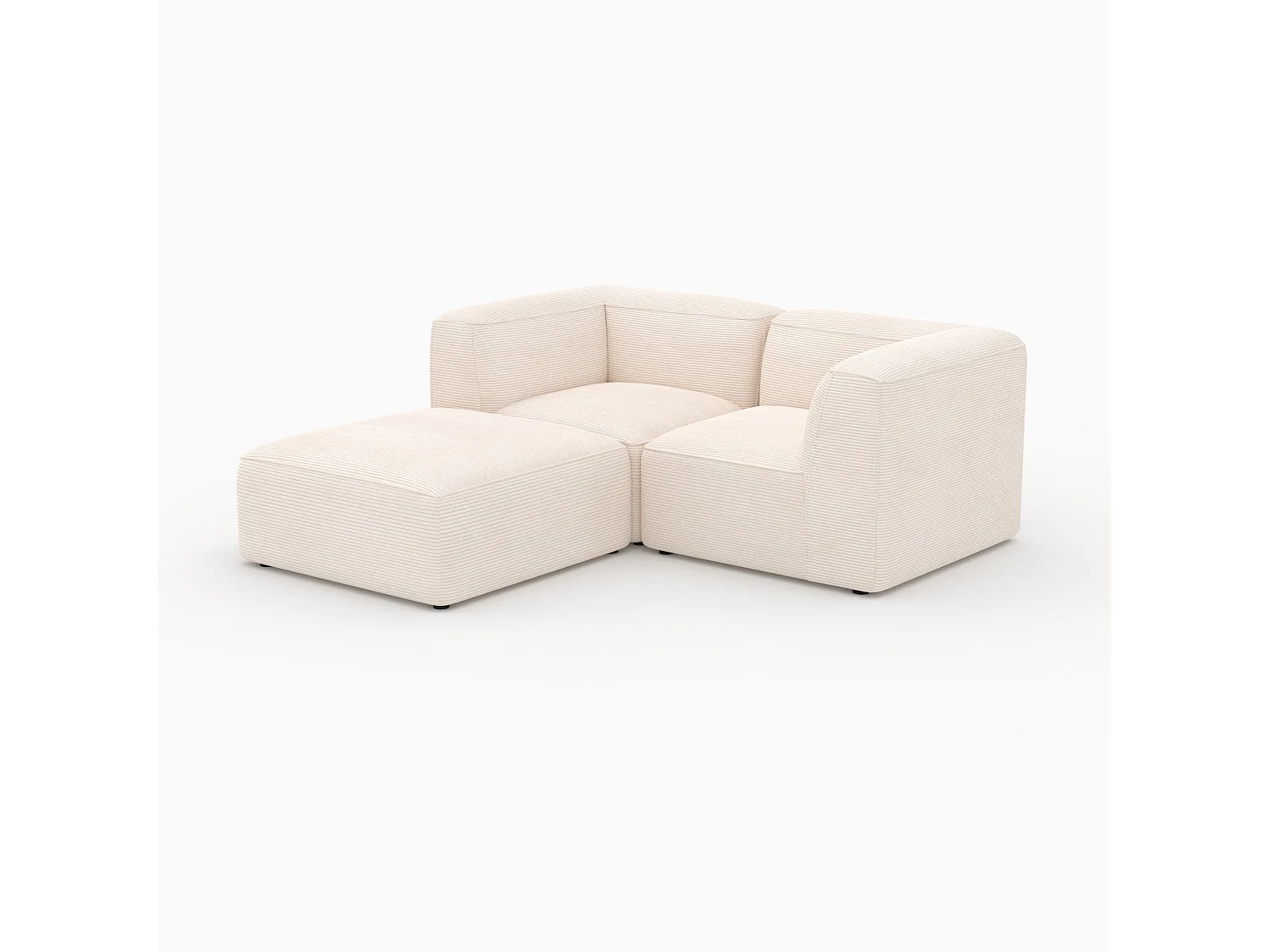 Canapé modulable en velours blanc 2 places avec pouf - Mina