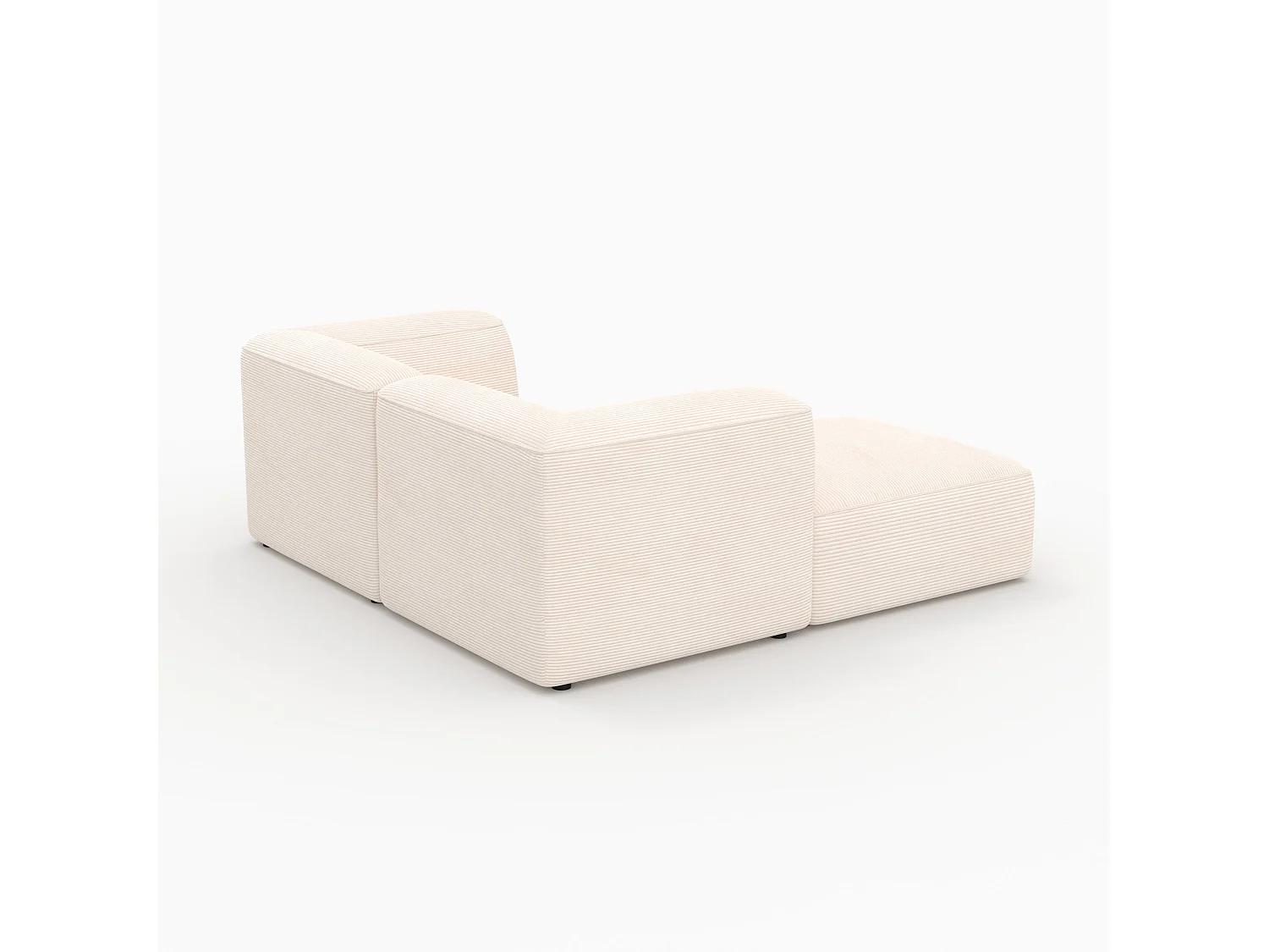 Canapé modulable en velours blanc 2 places avec pouf - Mina