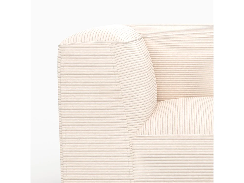 Divano modulare in velluto bianco 2 posti con pouf - Mina