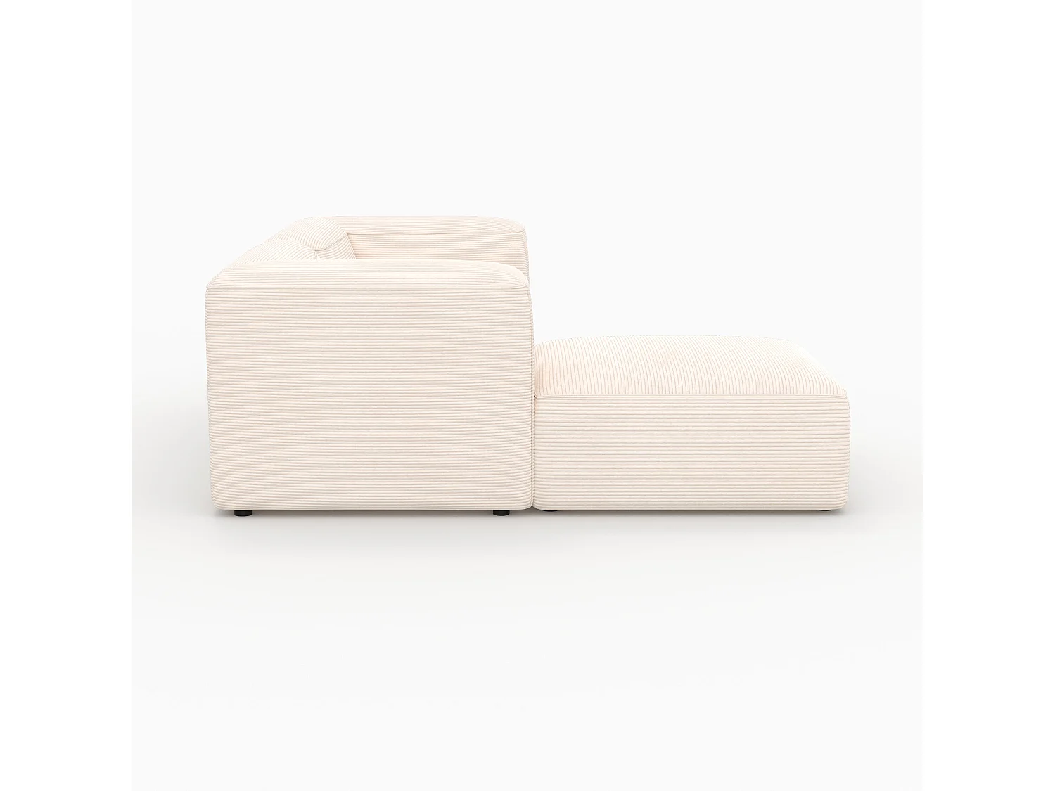 Divano modulare in velluto bianco 2 posti con pouf - Mina