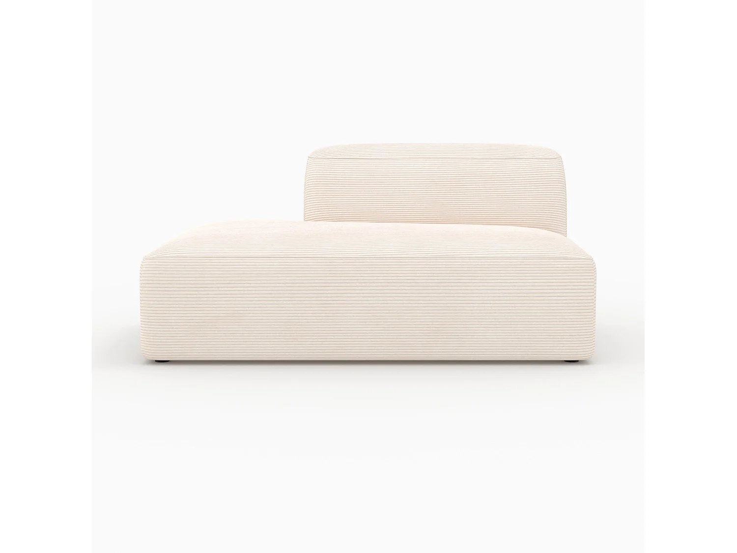 Canapé modulable en velours côtelé blanc 4 places avec 2 poufs - Mina