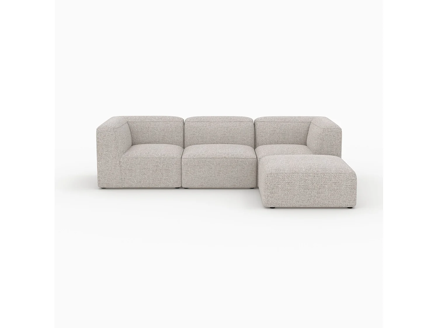 Canapé modulable en tissu beige 3 places avec pouf - Hestia