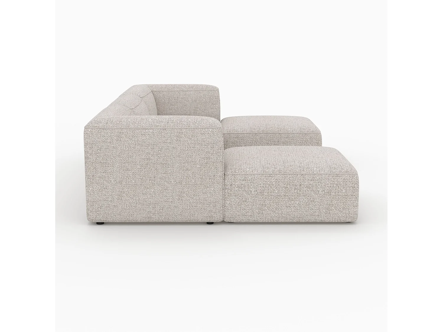 Canapé modulable en tissu beige 3 places avec pouf - Hestia