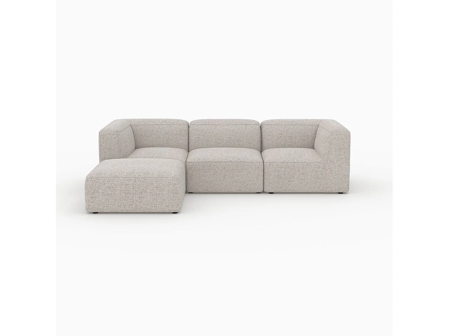 Divano modulare in tessuto beige 3 posti con pouf - Hestia