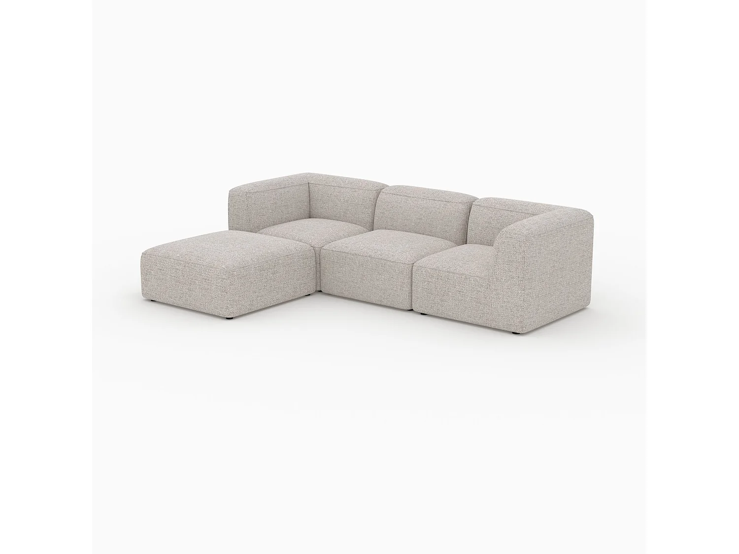 Divano modulare in tessuto beige 3 posti con pouf - Hestia