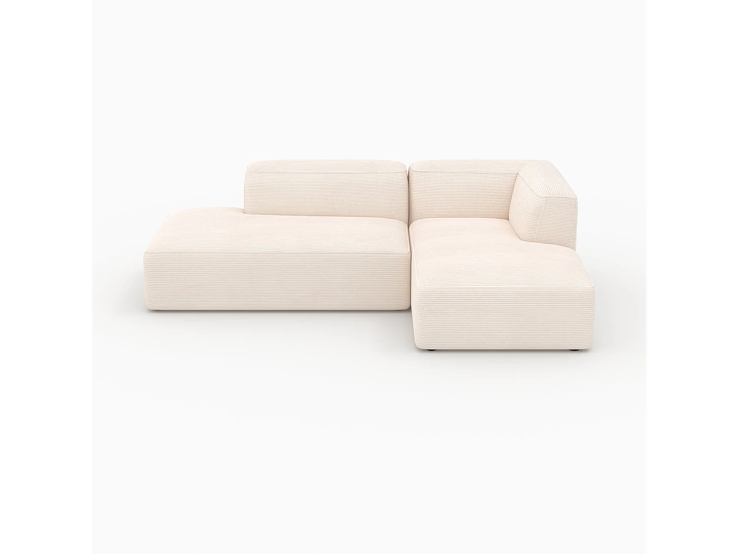 Canapé d'angle droit modulable en velours côtelé 4 places - Mina