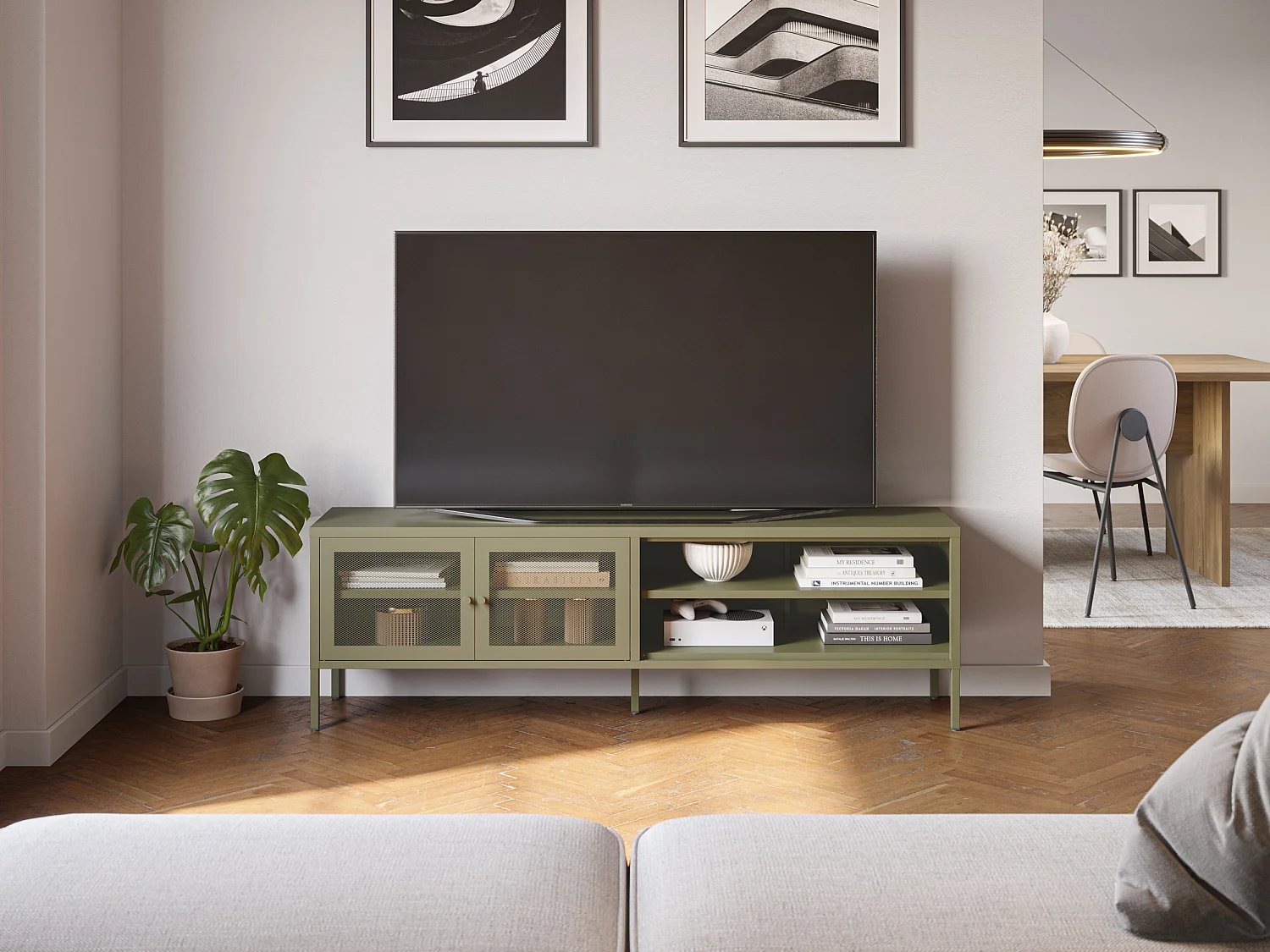 Tv-meubel Fayna - 160x35x50cm - Groen