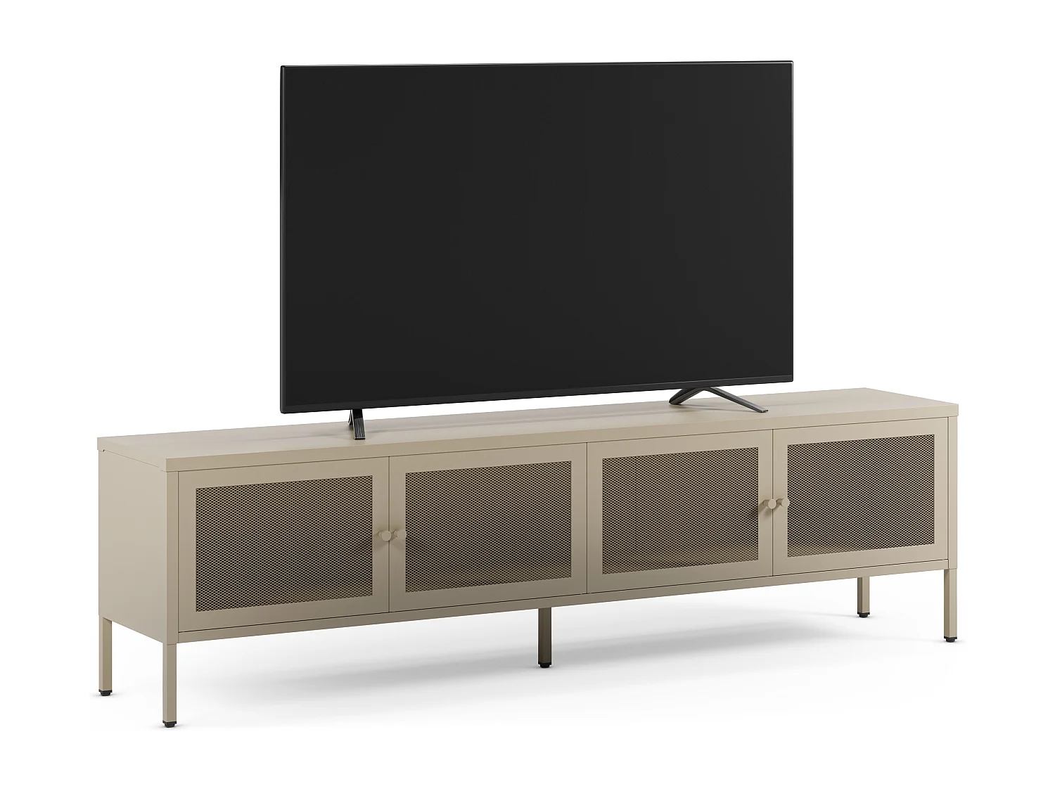 Meuble TV en métal beige 4 portes, 160 cm - Latem