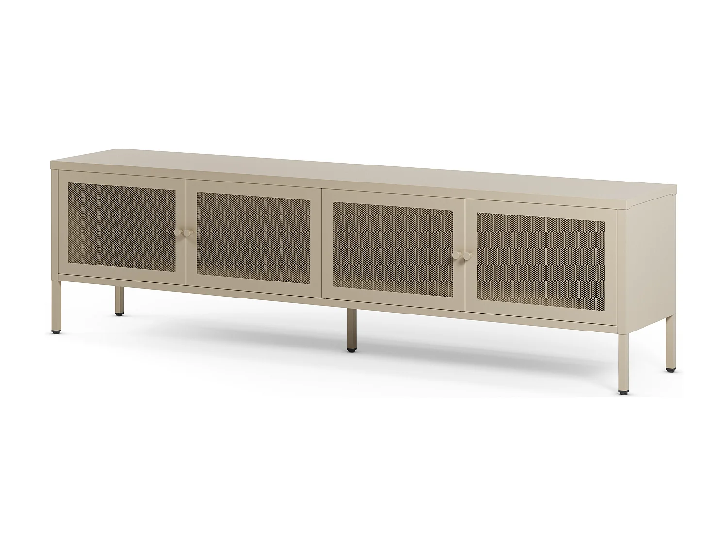 Meuble TV en métal beige 4 portes, 160 cm - Latem