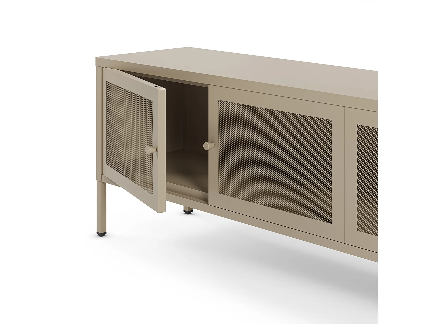 Meuble TV en métal beige 4 portes, 160 cm - Latem