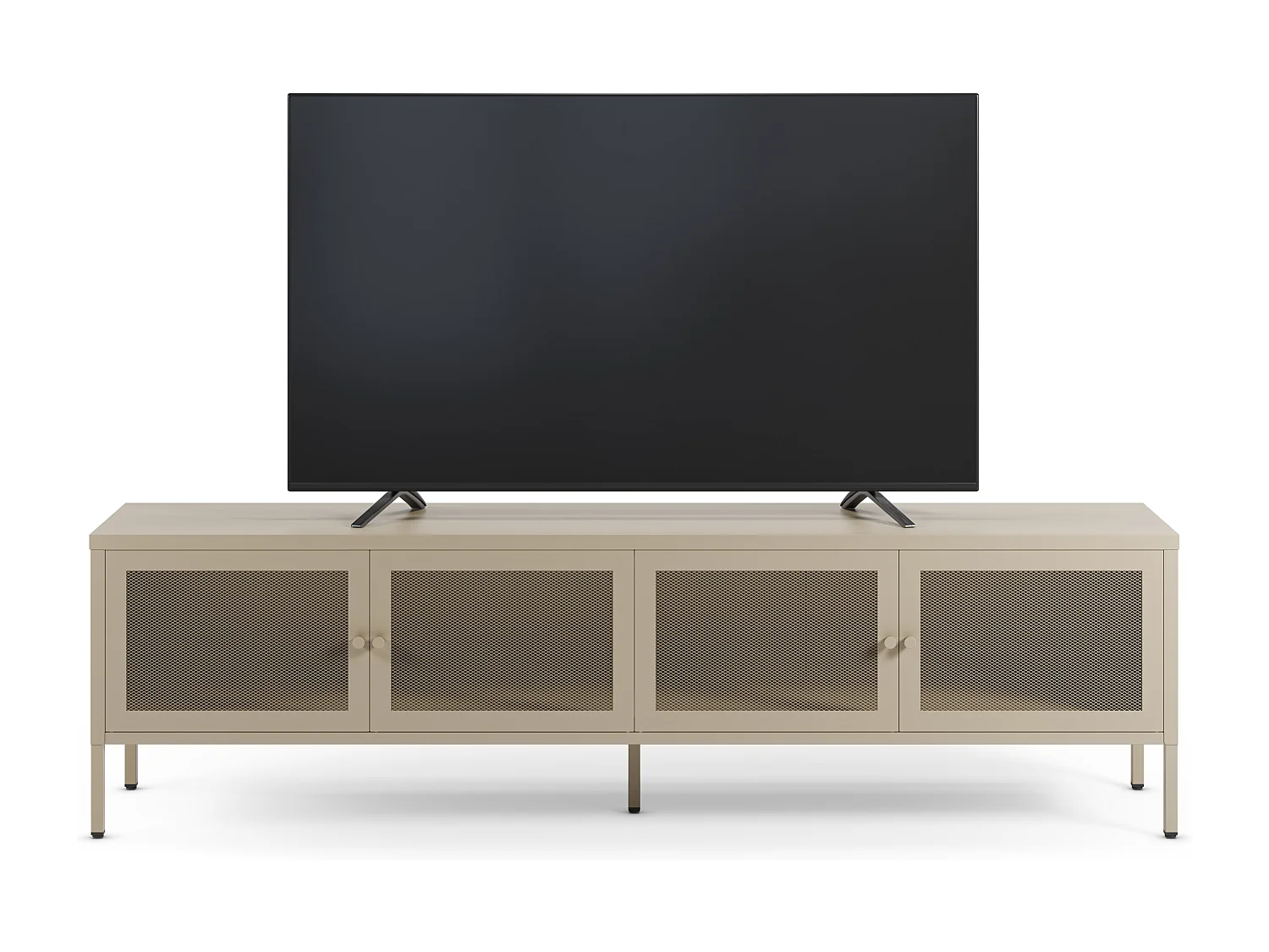 Meuble TV en métal beige 4 portes, 160 cm - Latem