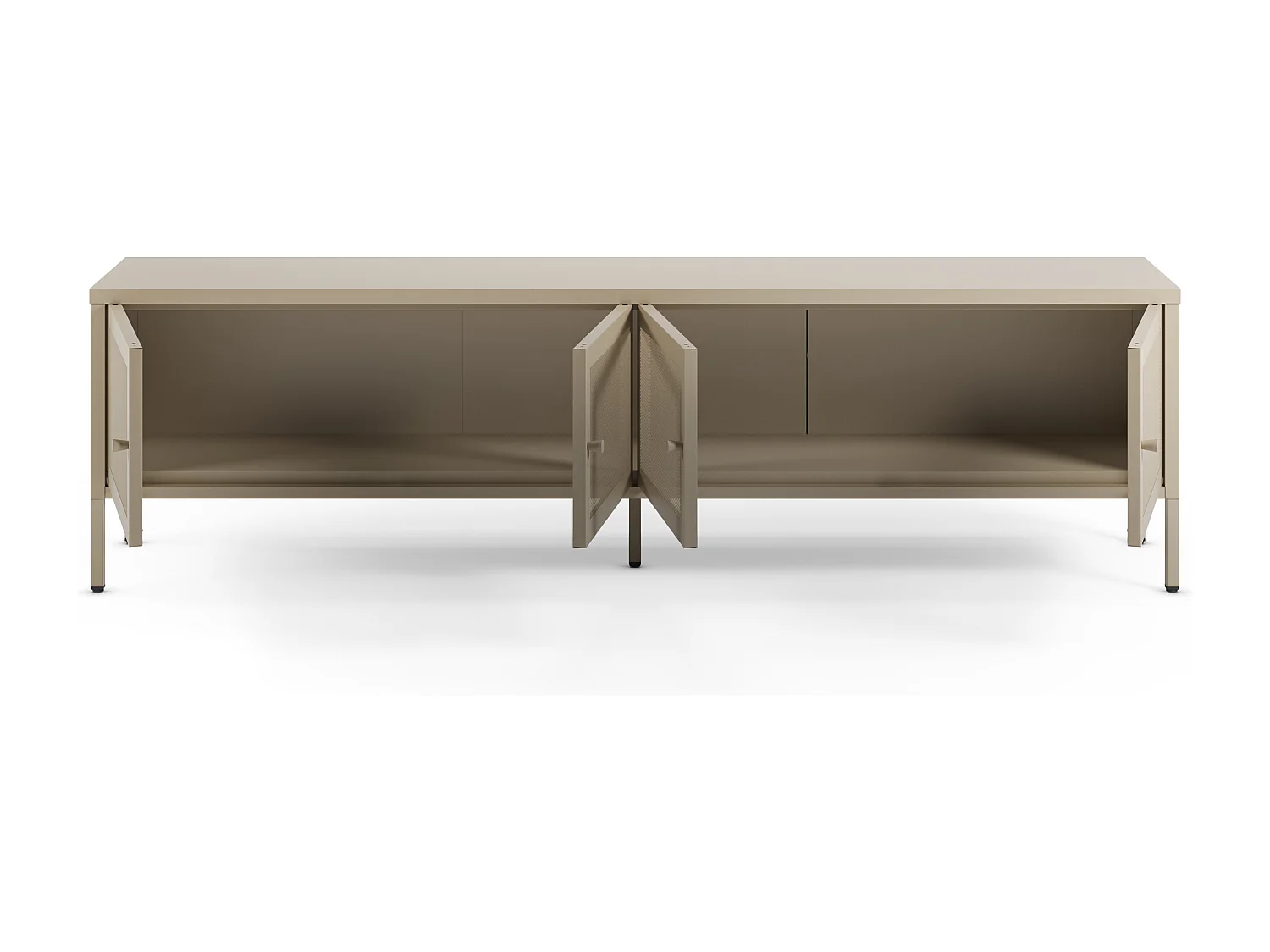 Meuble TV en métal beige 4 portes, 160 cm - Latem