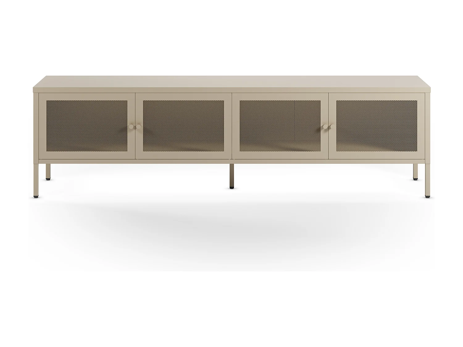 Meuble TV en métal beige 4 portes, 160 cm - Latem