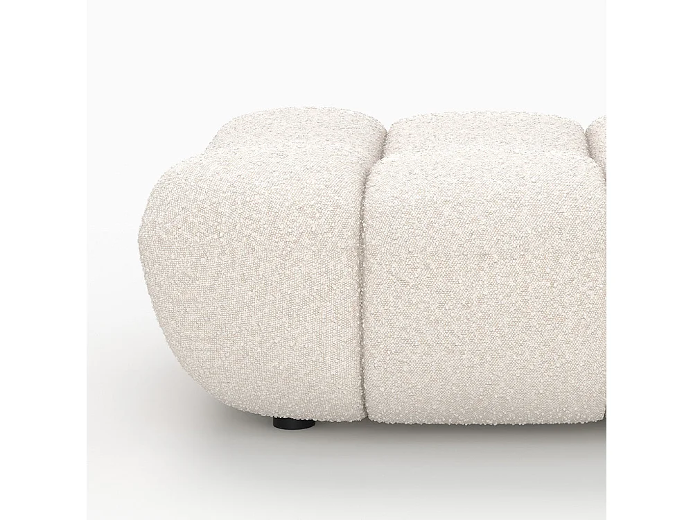 Conjunto de sillón y puf en tejido borreguito blanco - Teddy