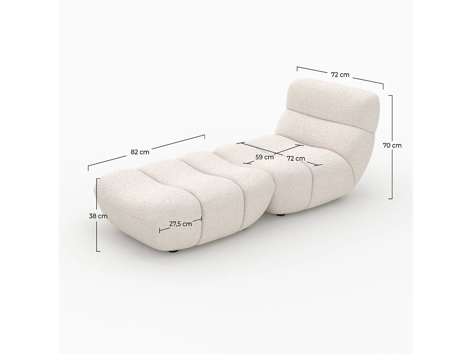 Ensemble fauteuil et pouf en tissu bouclé blanc - Teddy