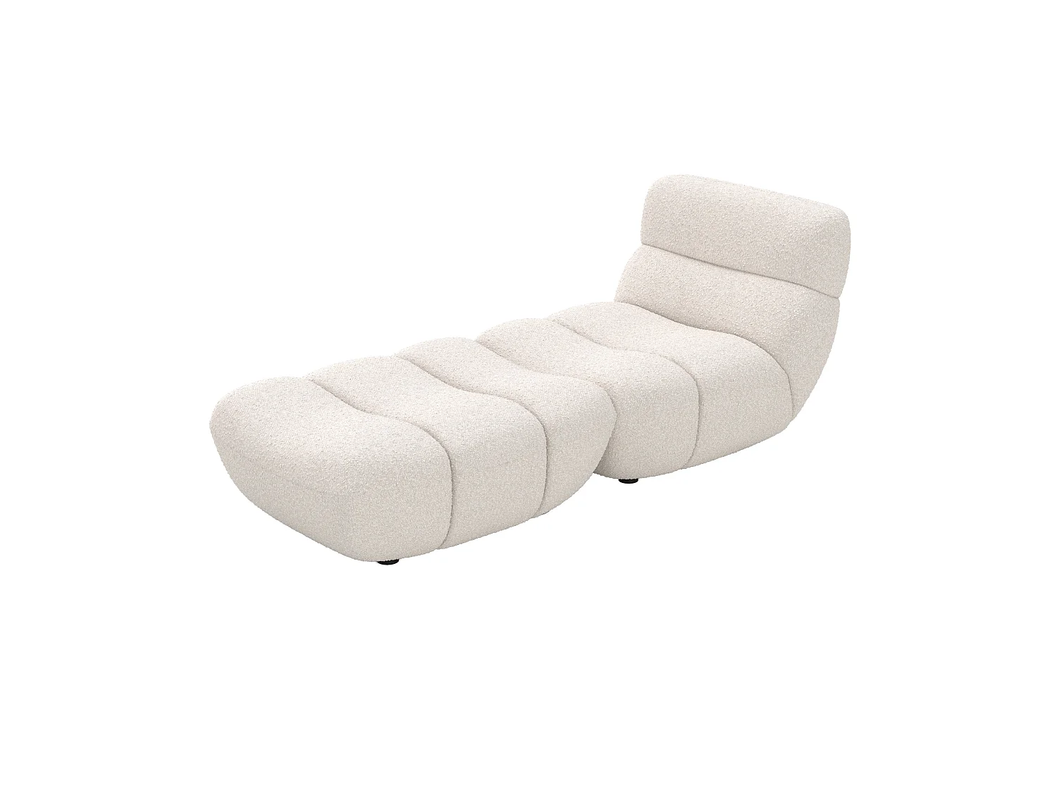 Insieme poltrona e pouf in tessuto bouclé bianco - Teddy