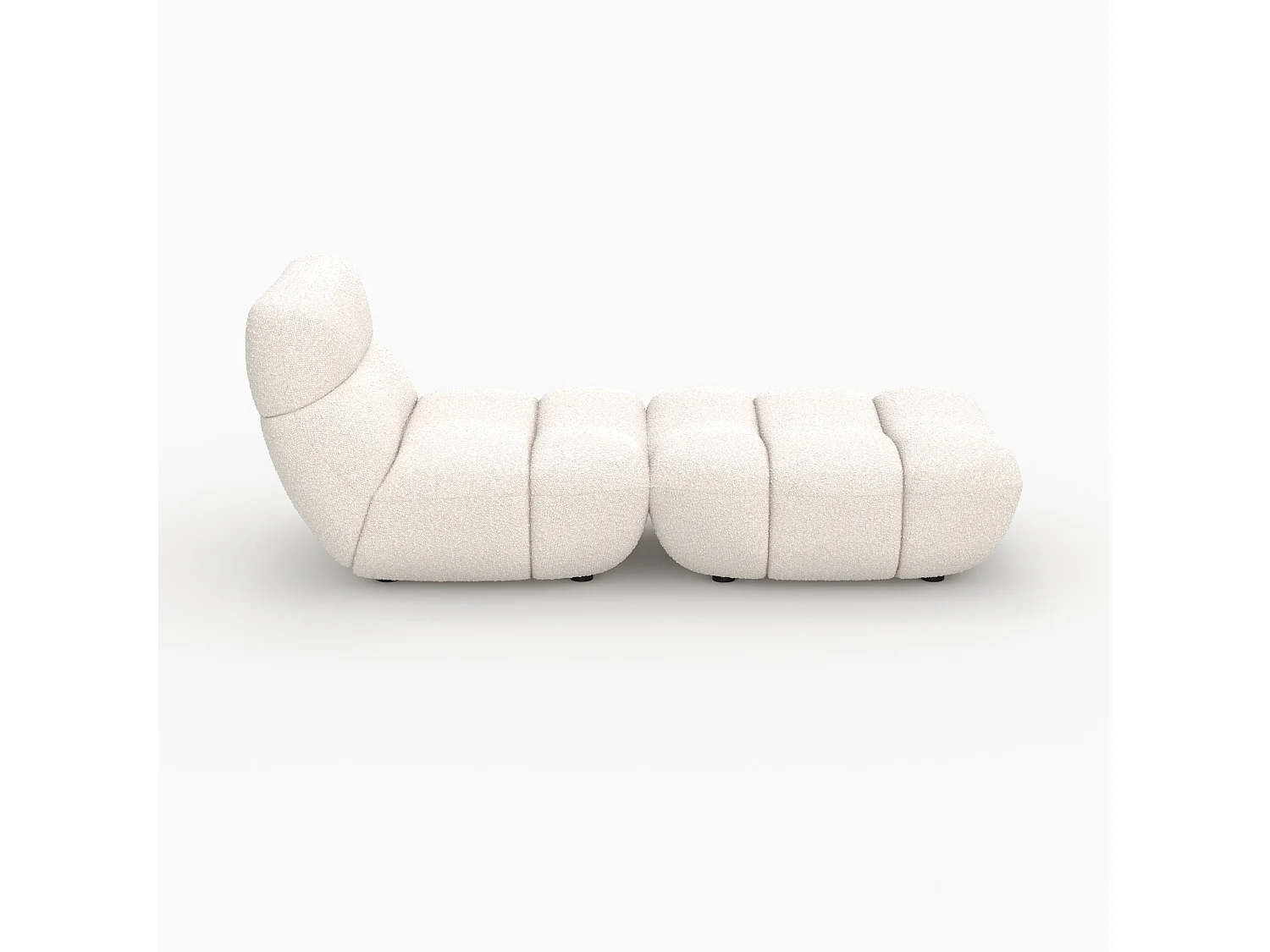 Insieme poltrona e pouf in tessuto bouclé bianco - Teddy