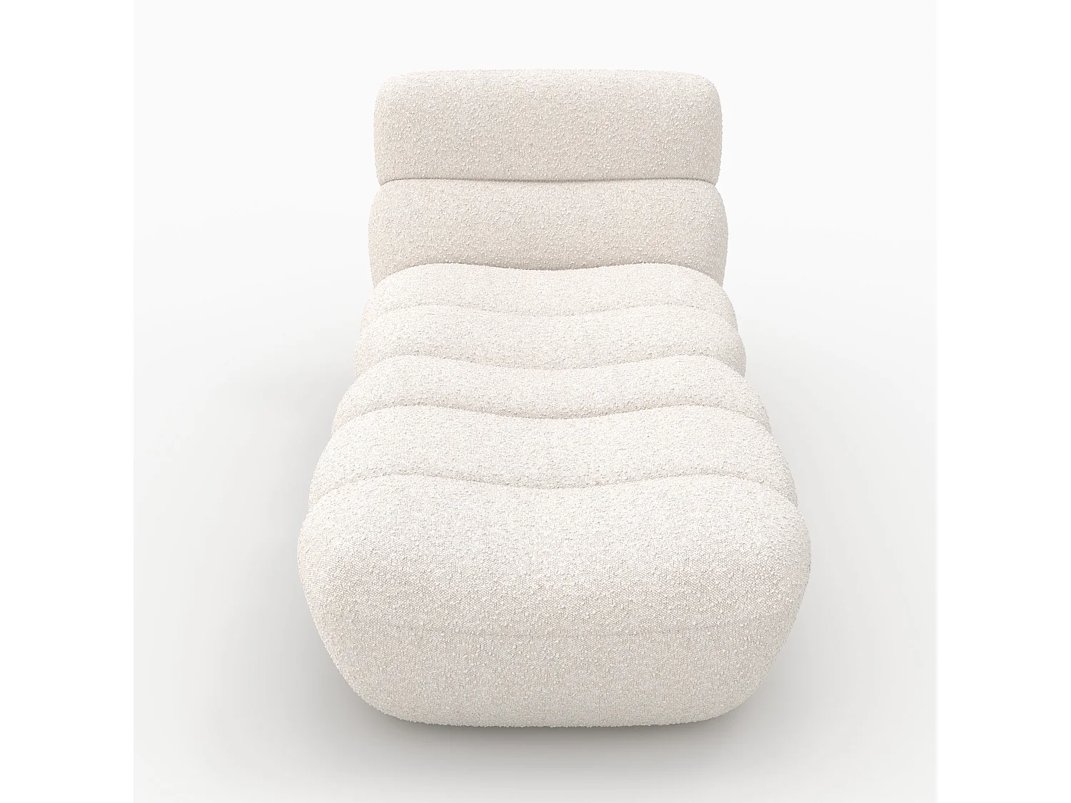 Insieme poltrona e pouf in tessuto bouclé bianco - Teddy