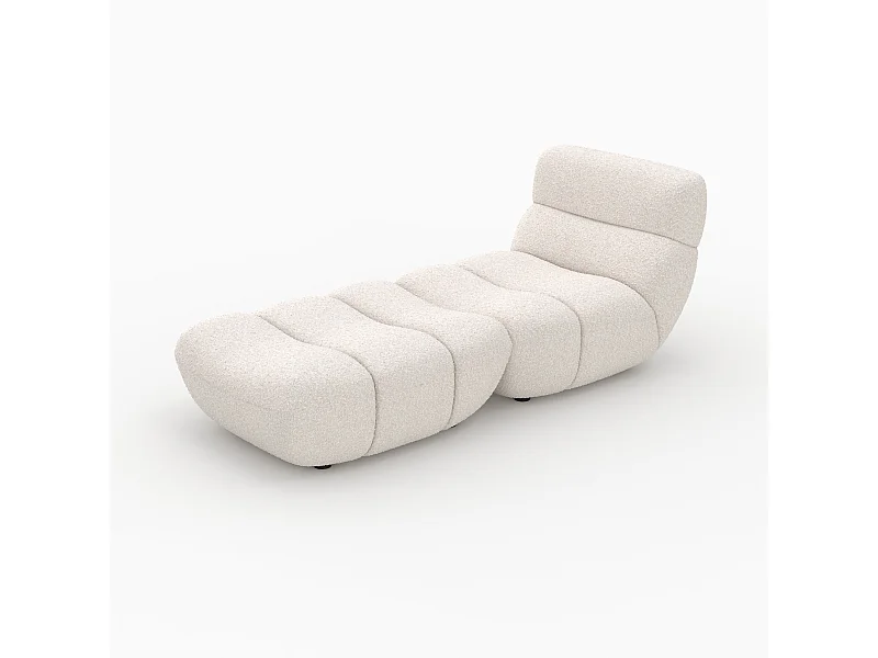 Conjunto de sillón y puf en tejido borreguito blanco - Teddy