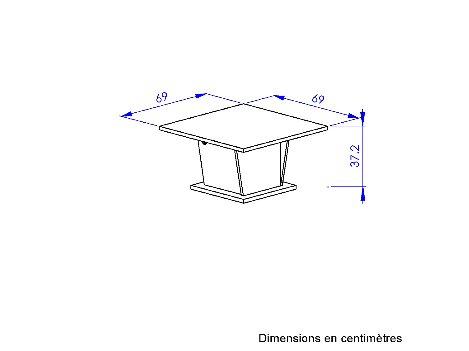 Stolik kawowy bar ATOS design biały i dąb z drzwiami i schowkiem, 69x69x38 cm, wyprodukowany we Francji