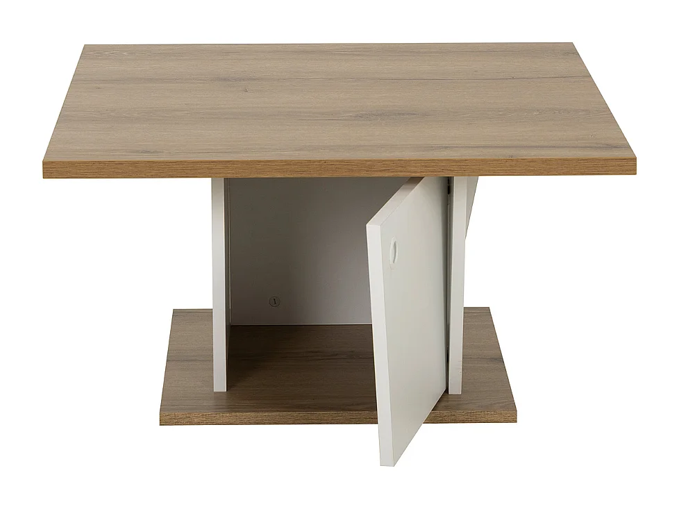 Table basse bar décor blanc et chêne - ATOS