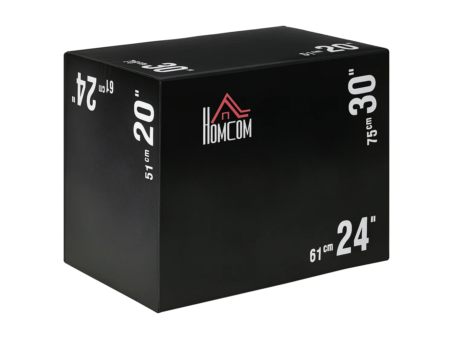 Box jump - box de pliométrie - boite de saut - 3 hauteurs 51/61/76H cm - charge max. 120 Kg - mousse revêtement PE noir