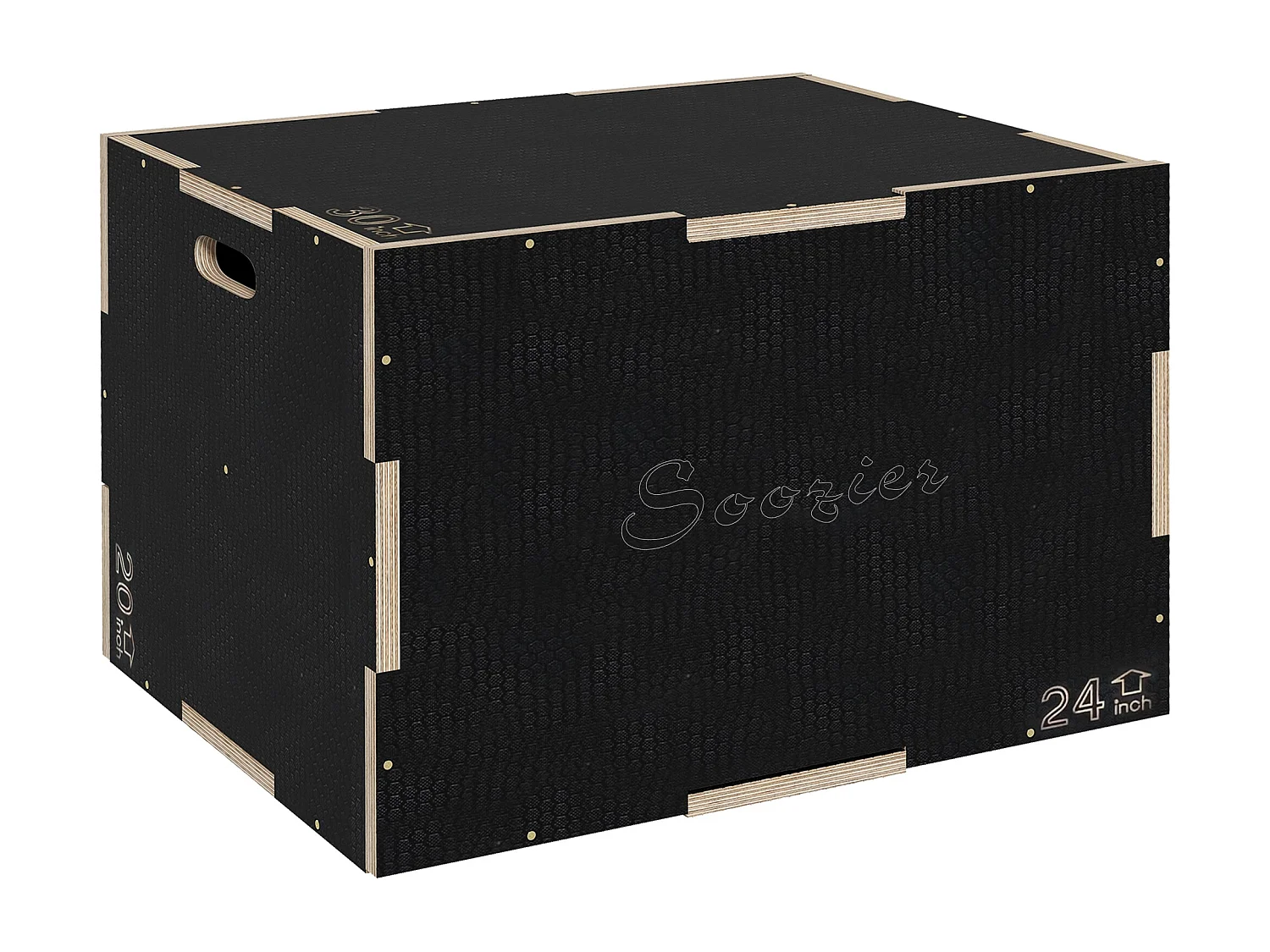 Box jump - box de pliométrie - boite de saut - 3 hauteurs 41/51/61H cm - charge max. 120 Kg - bois surface antidérapante noir