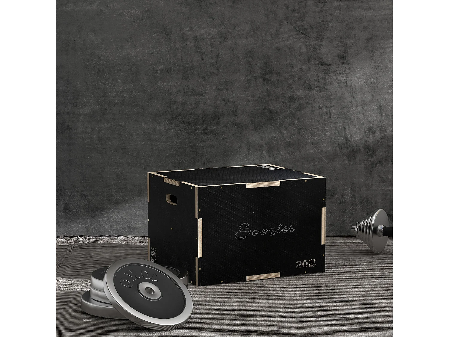 Box jump - box de pliométrie - boite de saut - 3 hauteurs 41/51/61H cm - charge max. 120 Kg - bois surface antidérapante noir