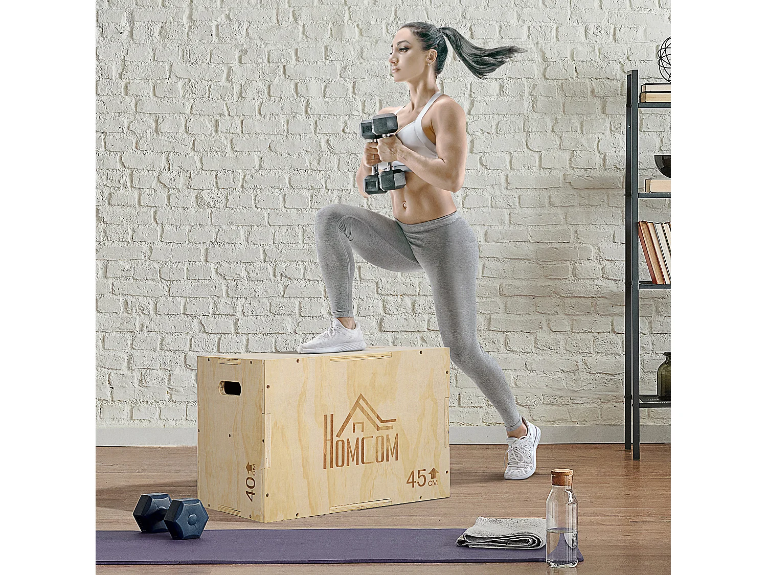 Box jump - box de pliométrie - boite de saut - 3 hauteurs 40/45/60H cm - charge max. 120 Kg - bois de hêtre