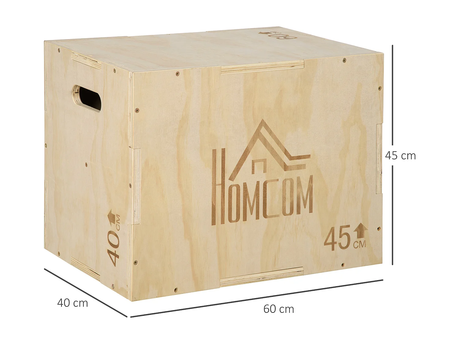 Box jump - box de pliométrie - boite de saut - 3 hauteurs 40/45/60H cm - charge max. 120 Kg - bois de hêtre