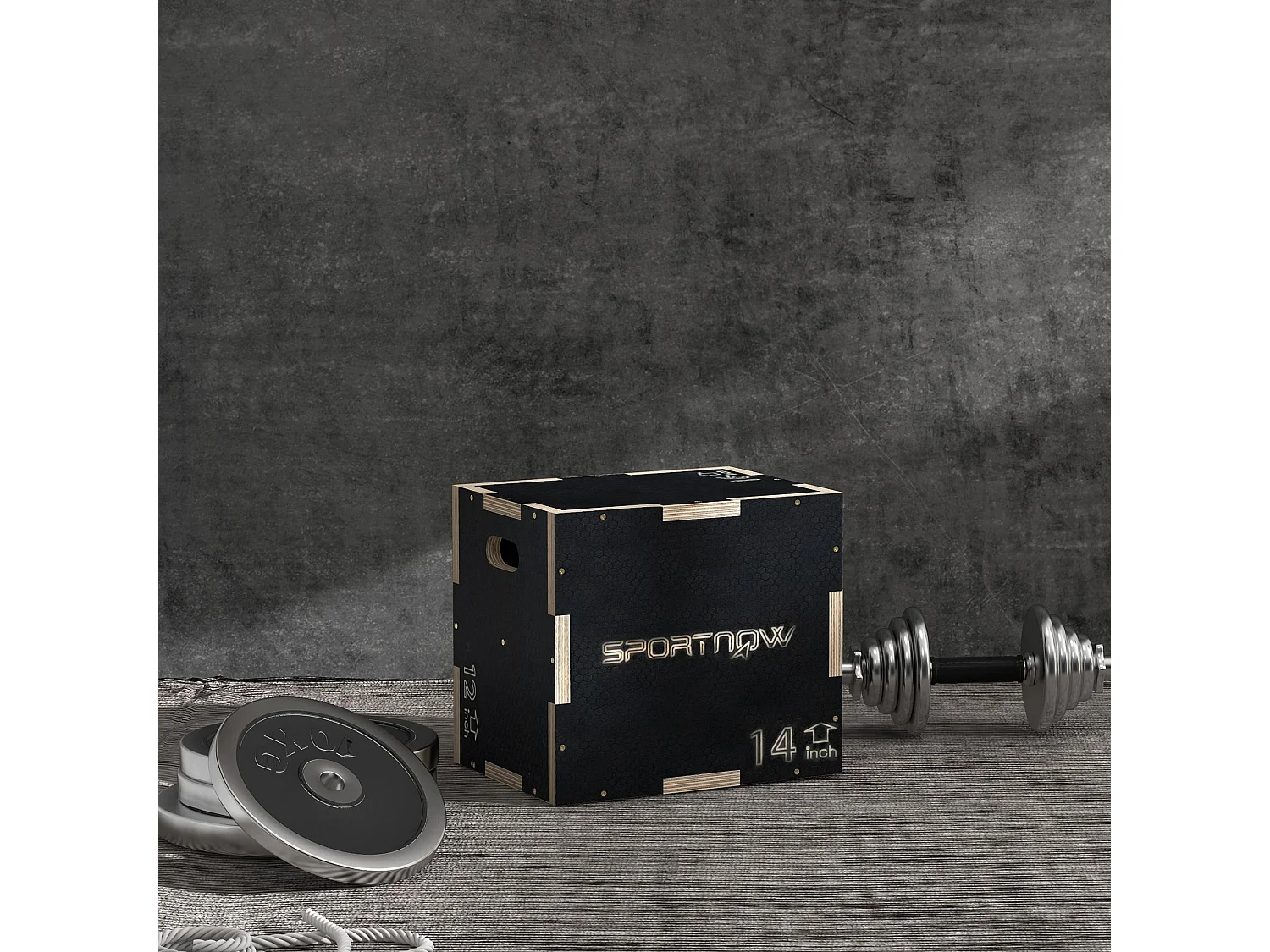 Box jump - box de pliométrie - boite de saut - 3 hauteurs 30/35/40H cm - charge max. 120 Kg - bois surface antidérapante noir