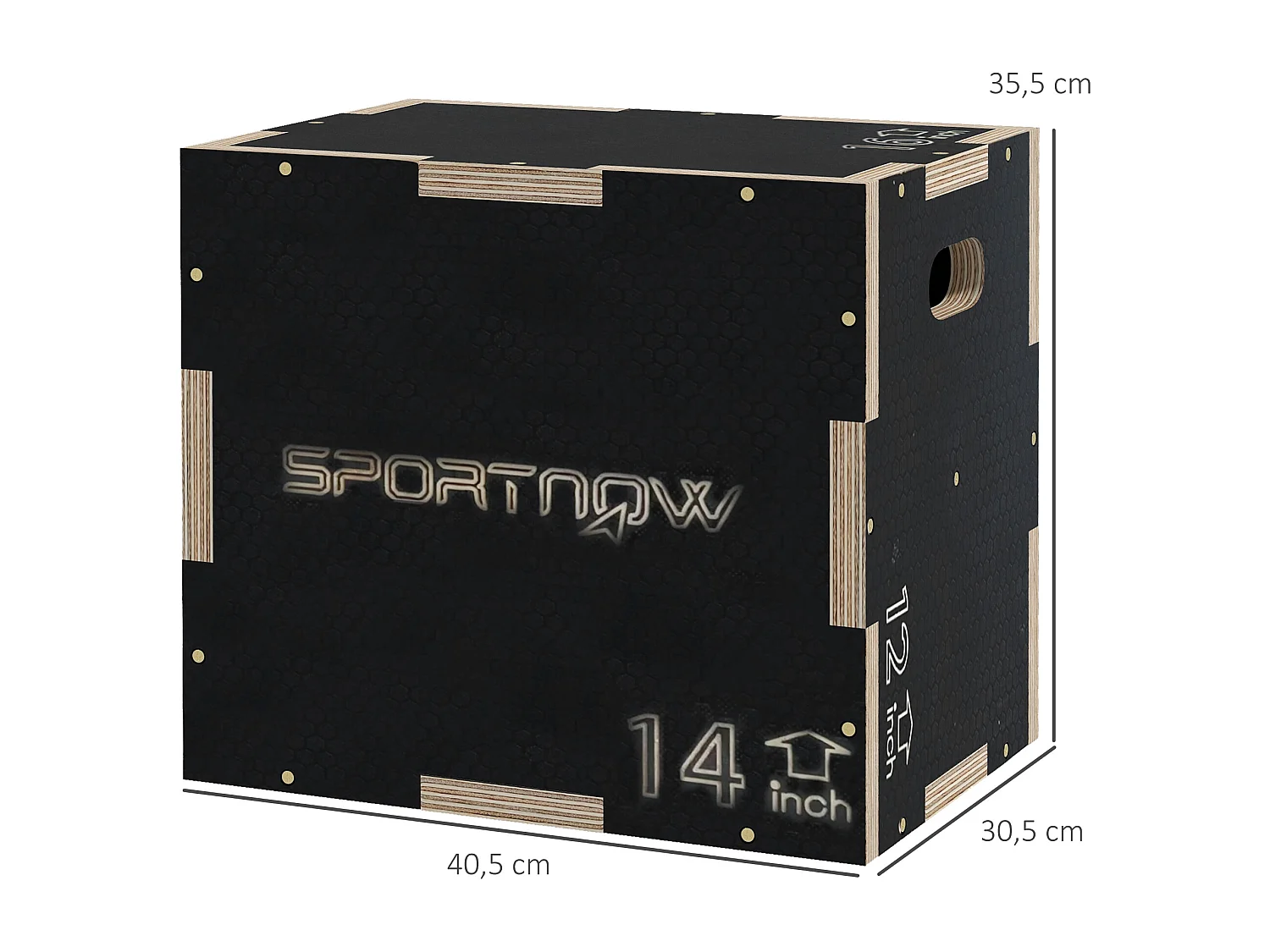 Box jump - box de pliométrie - boite de saut - 3 hauteurs 30/35/40H cm - charge max. 120 Kg - bois surface antidérapante noir