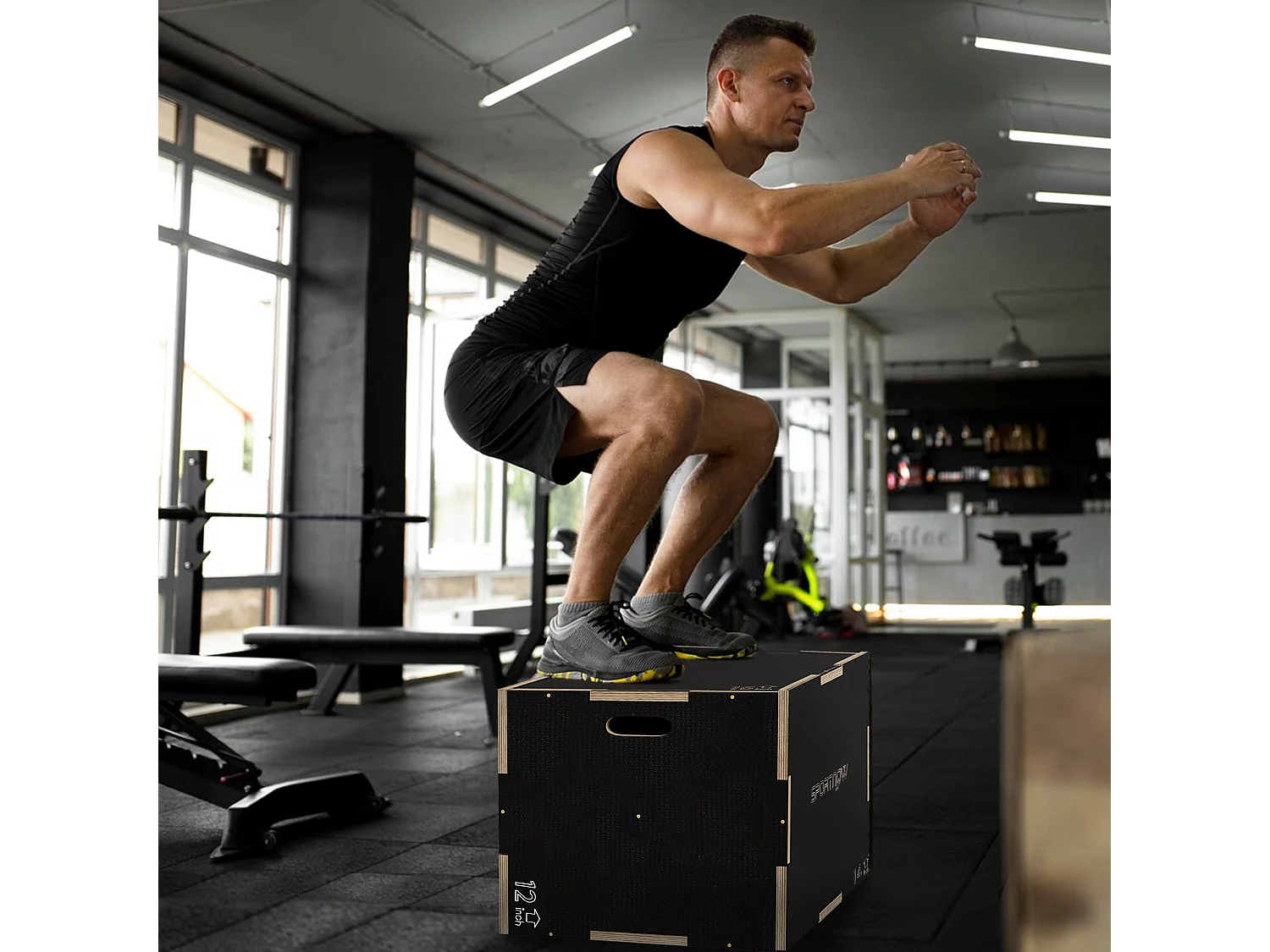 Box jump - box de pliométrie - boite de saut - 3 hauteurs 30/35/40H cm - charge max. 120 Kg - bois surface antidérapante noir